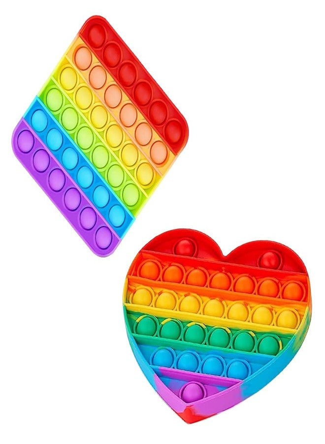 Sage Square Pop It Fidget Toys, Pop Its Fidgets Stocking Stuffers for Kids, Fidget Toy Pack Figit Sensory Toys Popit Popits Christmas Kids Ideas Teens Adults Gifts Girls Boys Toddler (Heart & Square) - Image 1